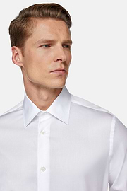 Chemise En Sergé De Coton Regular Fit, Blanc, hi-res