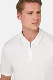 Half-Zip Jersey Polo Shirt, White, hi-res