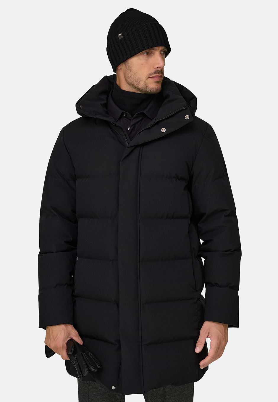 Parka in Technical Fabric Padded with Goose Down, Black, hi-res