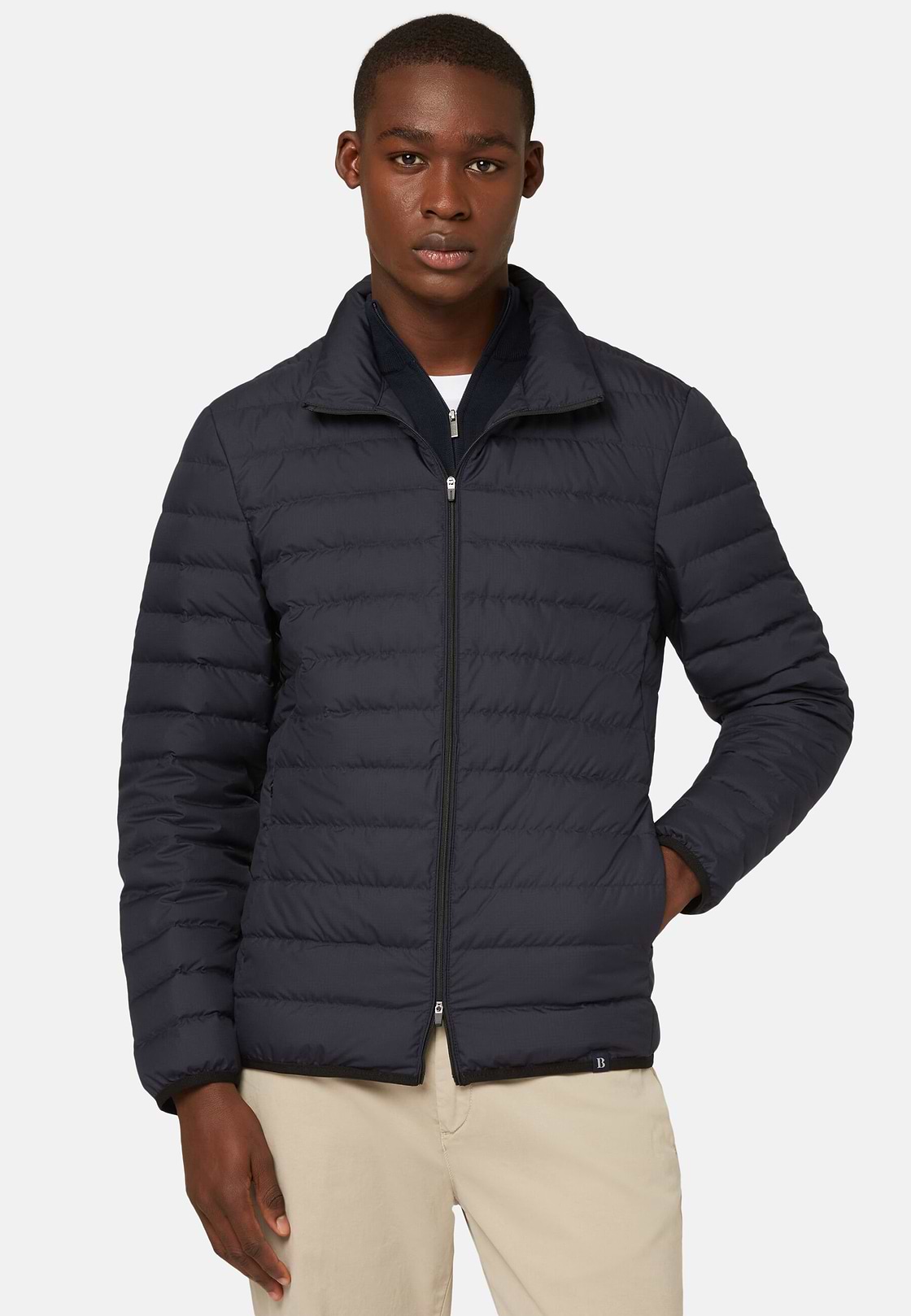 Bomber En Tissu Recyclé Et Duvet D'Oie, bleu marine, hi-res