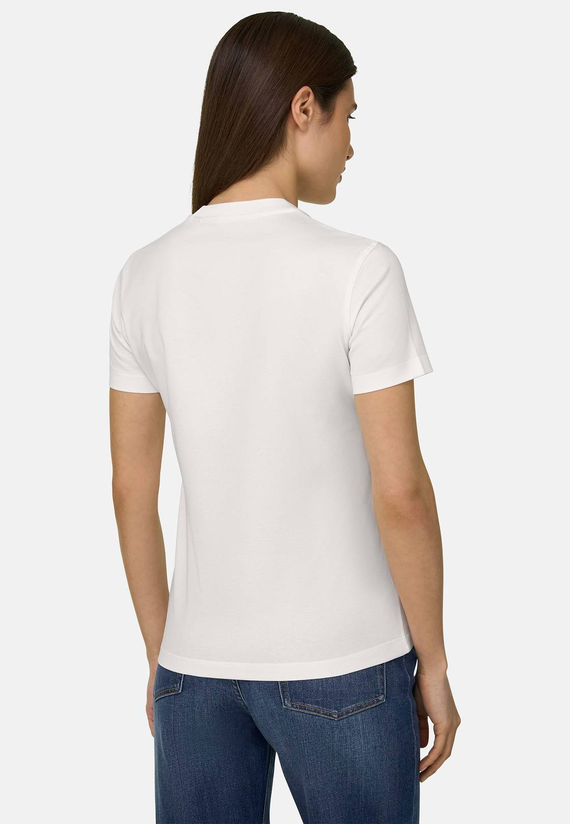 T-Shirt In Cotone Seta, Bianco, hi-res, 3