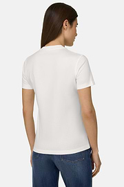 T-Shirt In Cotone Seta, Bianco, thumb, 3