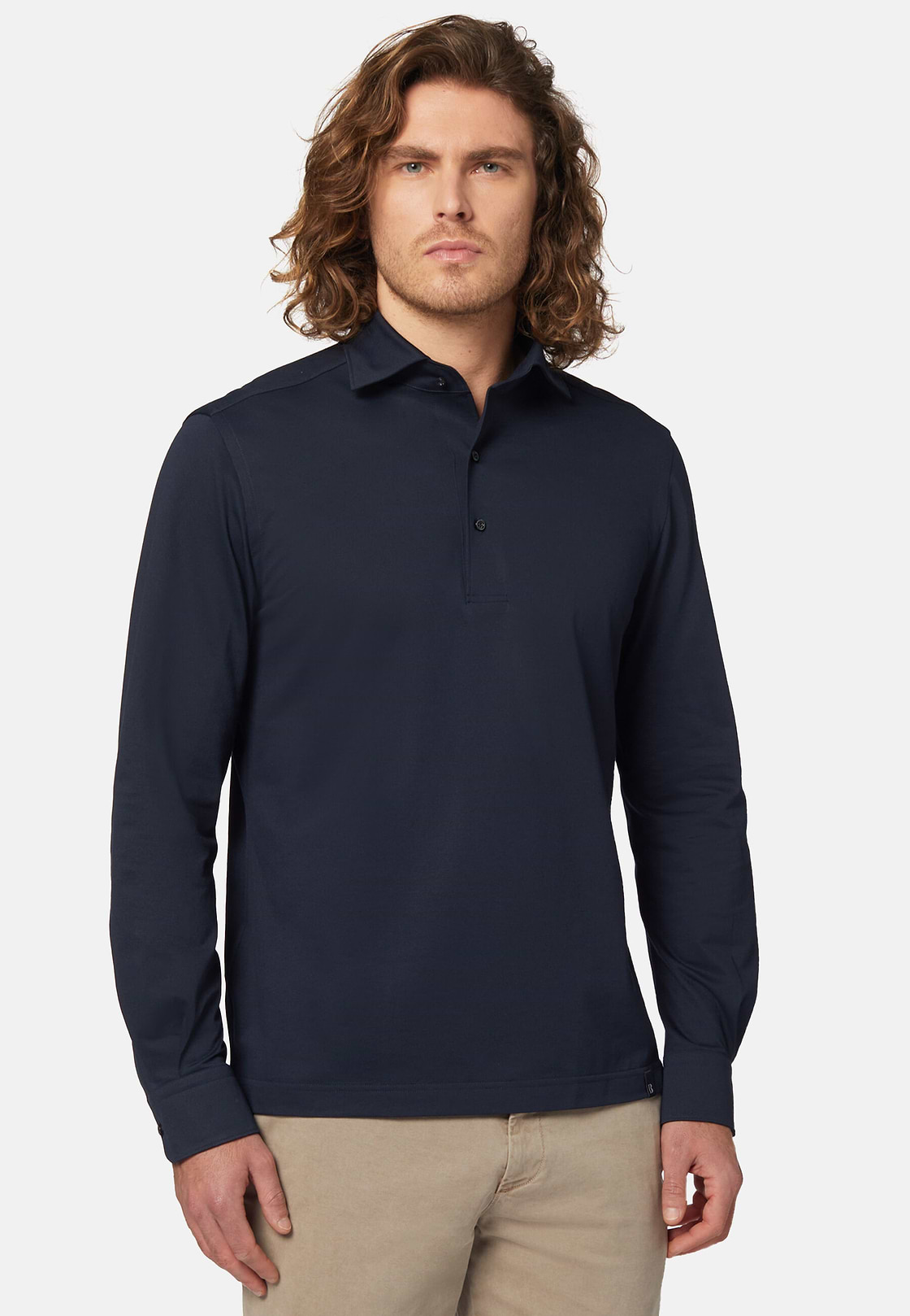 Polo Aus Japanischem Jersey, DARK NAVY, hi-res