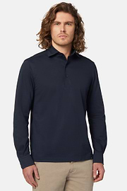 Polo Aus Japanischem Jersey, DARK NAVY, hi-res