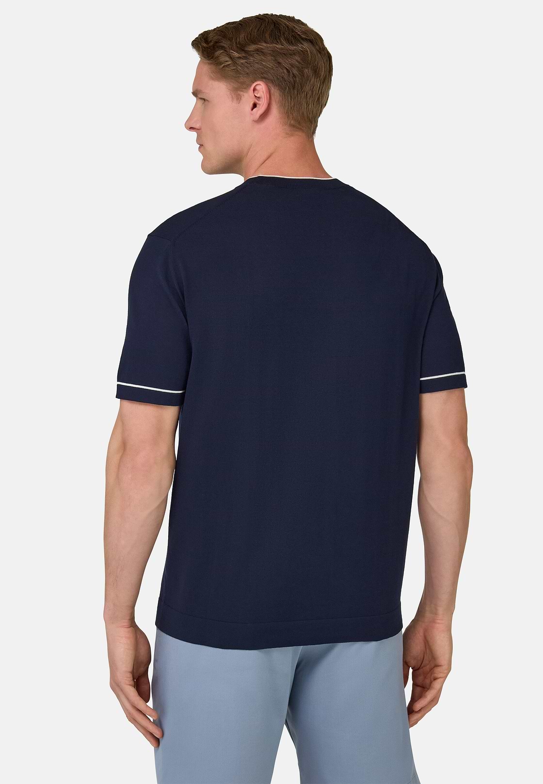 T-shirt En Maille Crêpe De Coton, bleu marine, hi-res