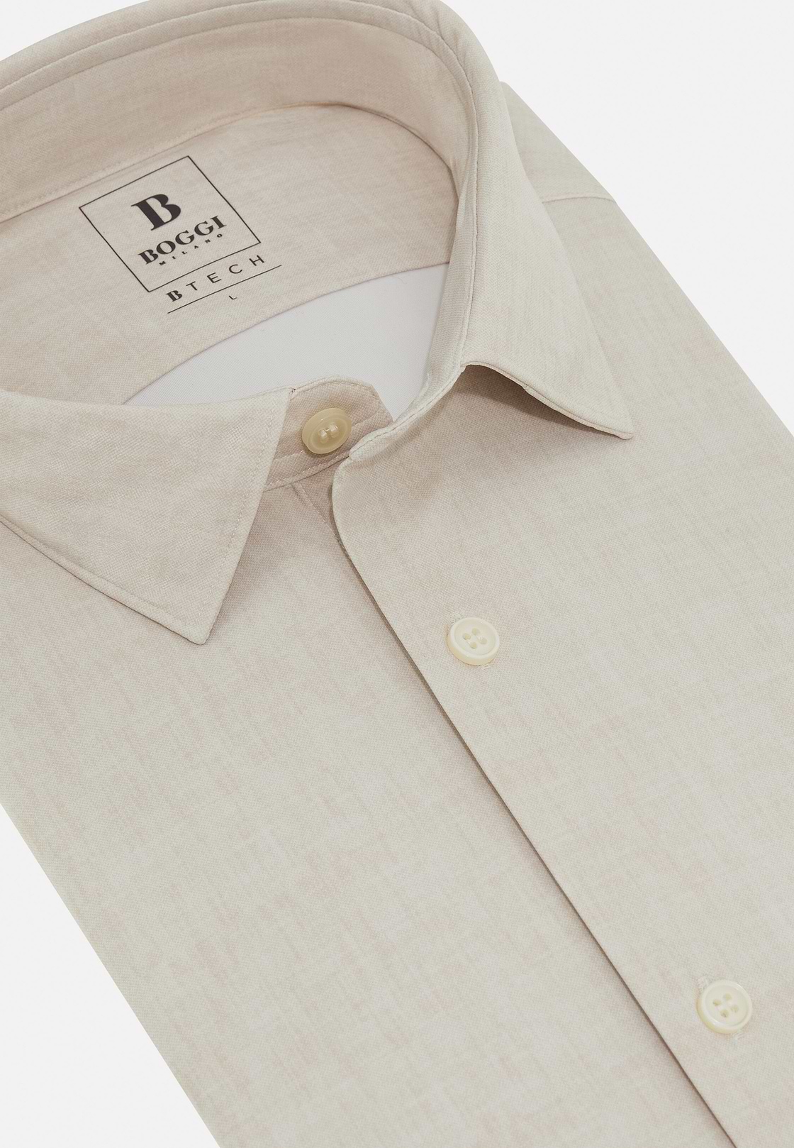 Slim Fit Stretch Nylon Shirt, Beige, hi-res