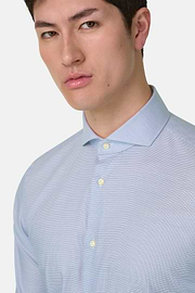 Camicia In Cotone Slim Fit, Blu, thumb, 4