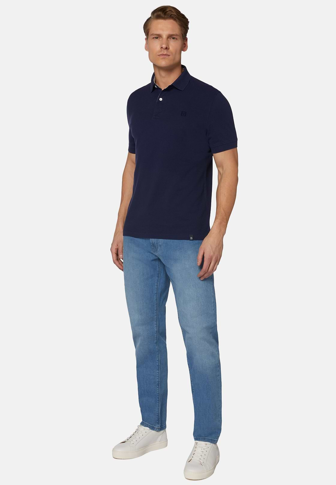 Polo Aus Baumwollpikee Regular Fit, Navy blau, hi-res