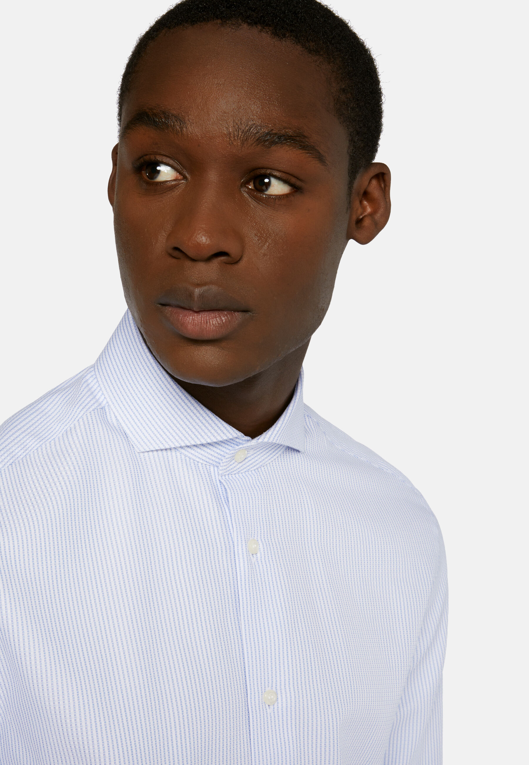 Dobby Napoli Collar Shirt Slim Fit, Light Blue, hi-res