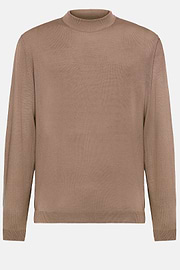 Brauner Pullover Mit Stehkragen Aus Superfeiner Merinowolle, Braun, hi-res