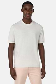 Cotton Crêpe Knit T-Shirt, White, hi-res
