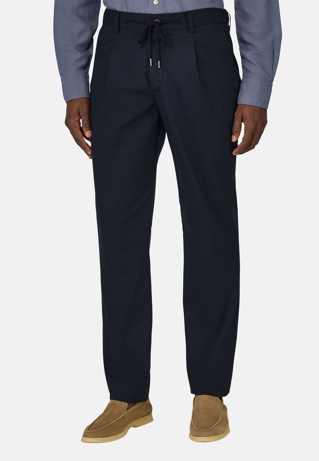 Pantalon En Coton Extensible, bleu marine, hi-res