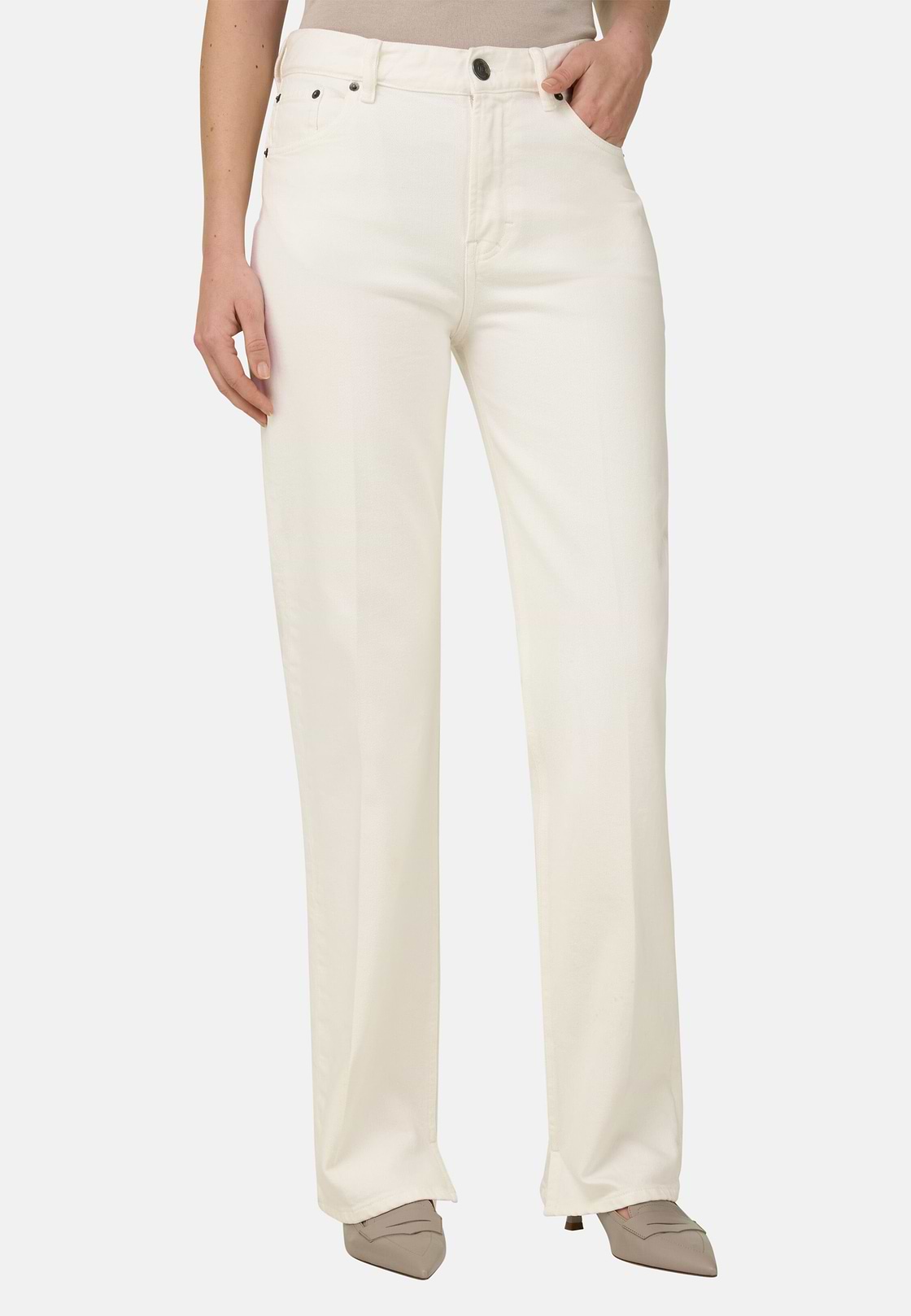 Cotton Denim Jeans, OFFWHITE, hi-res, 1