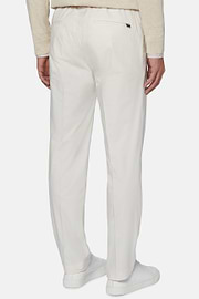 Pantalone in Cotone Elasticizzato con Pinces, Bianco, hi-res