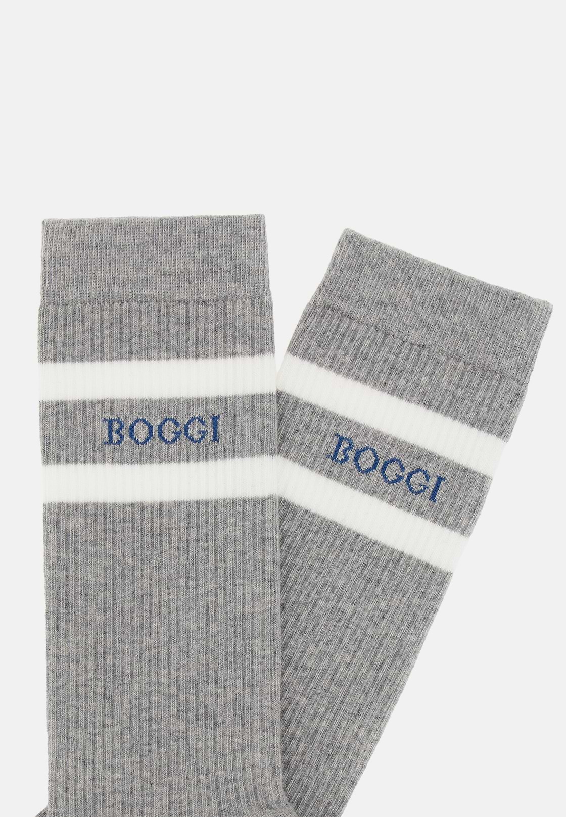 Gestreifte Socken Mit Logo Aus Baumwollgemisch, Grau, hi-res
