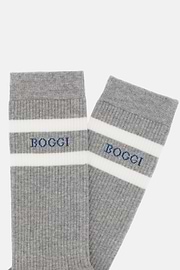 Gestreifte Socken Mit Logo Aus Baumwollgemisch, Grau, hi-res