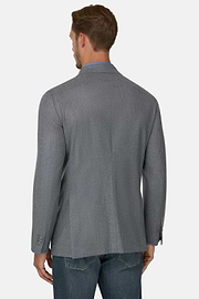 Double-Breasted Wool Flannel Blazer, Grey, thumb, 4