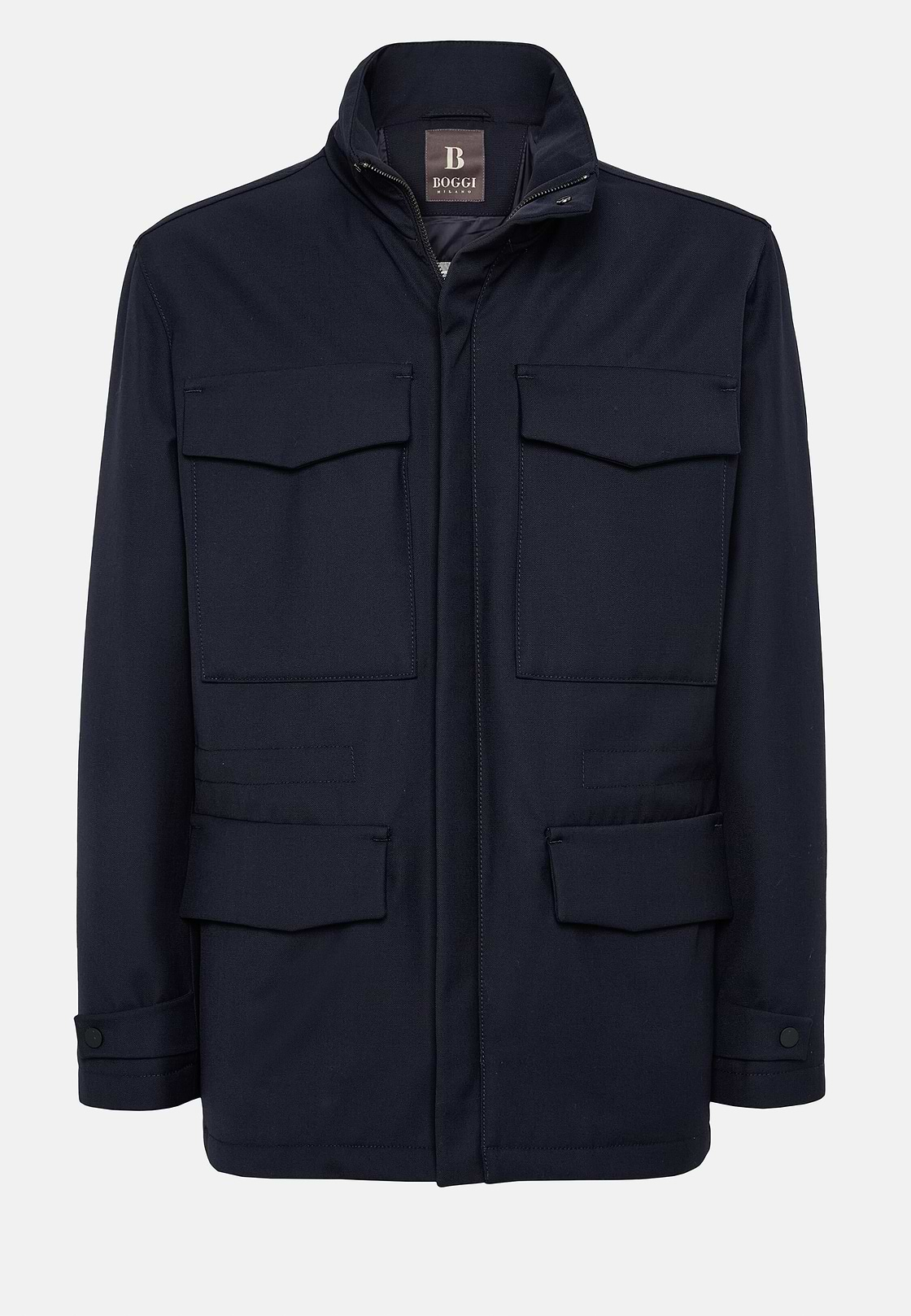 Field Jacket In Padded Technical Fabric, Navy blue, hi-res