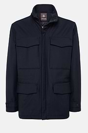 Field Jacket In Padded Technical Fabric, Navy blue, hi-res