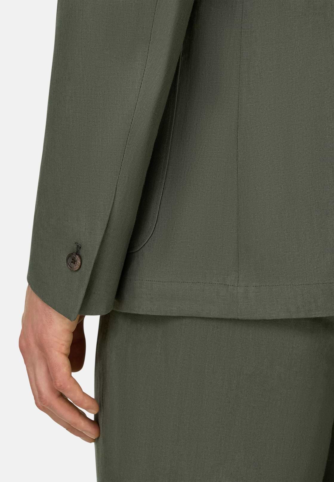 Pure Linen Jacket, Green, hi-res, 4