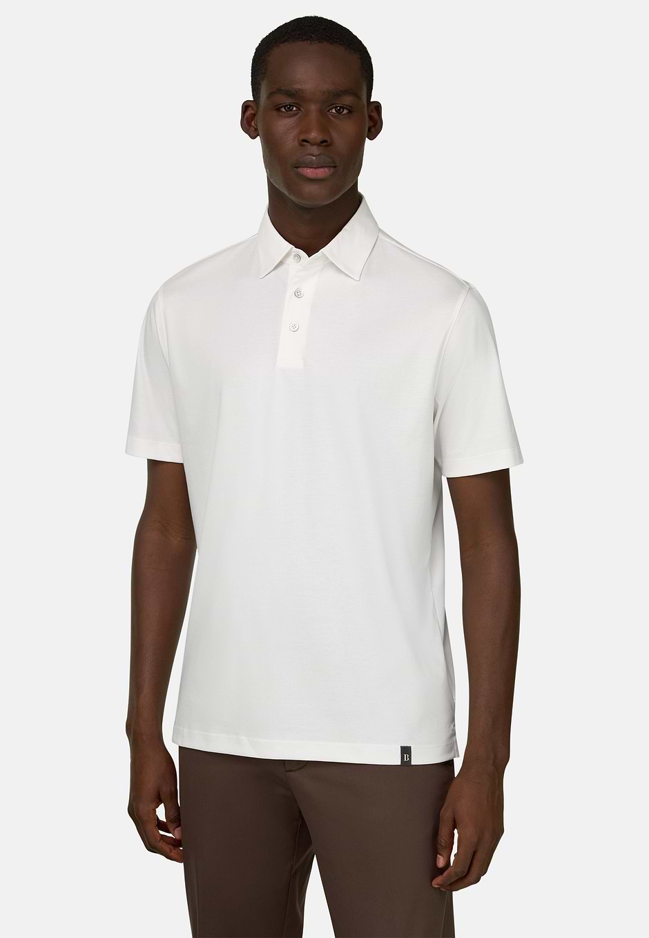 Silk Blend Polo Shirt, White, hi-res
