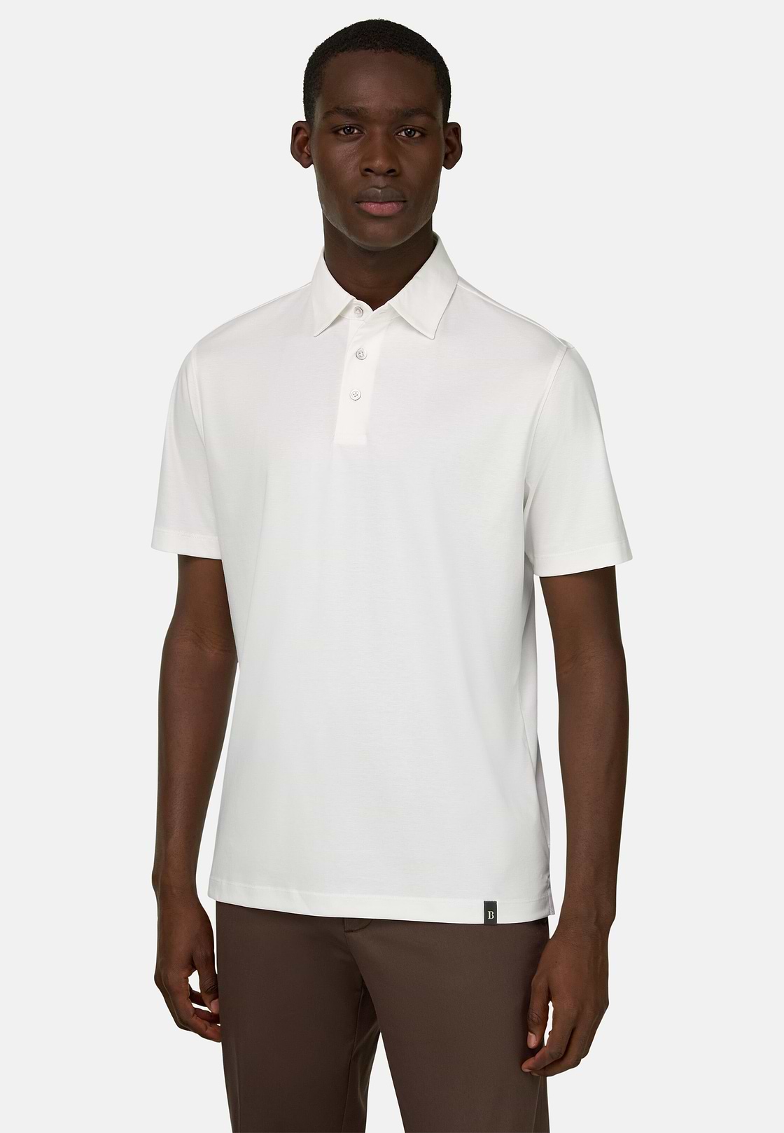 Polo In Misto Seta, Bianco, hi-res, 2