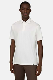 Polo In Misto Seta, Bianco, thumb, 2
