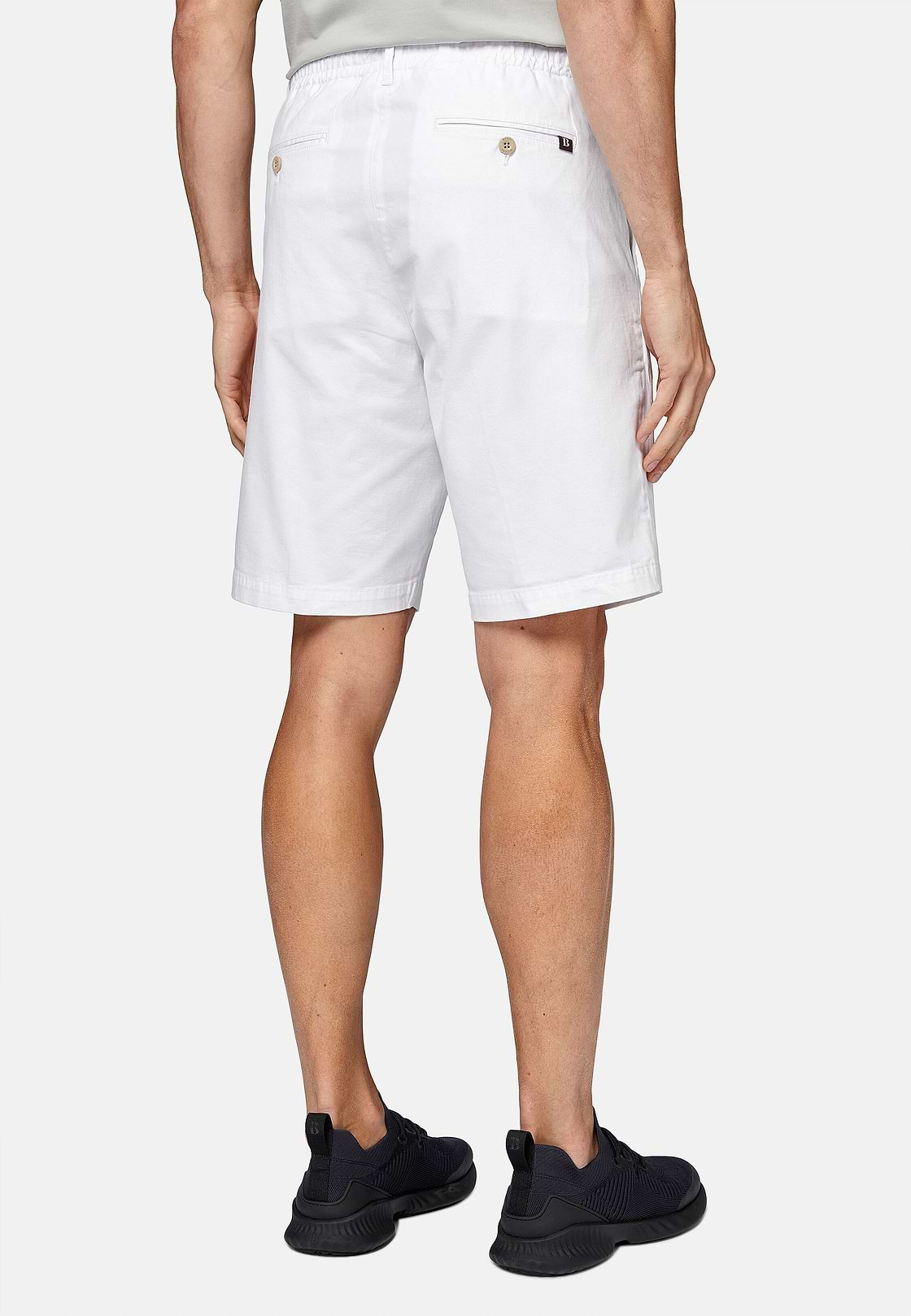 Stretch Cotton Summer Bermuda Shorts, White, hi-res