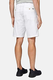 Stretch Cotton Summer Bermuda Shorts, White, hi-res