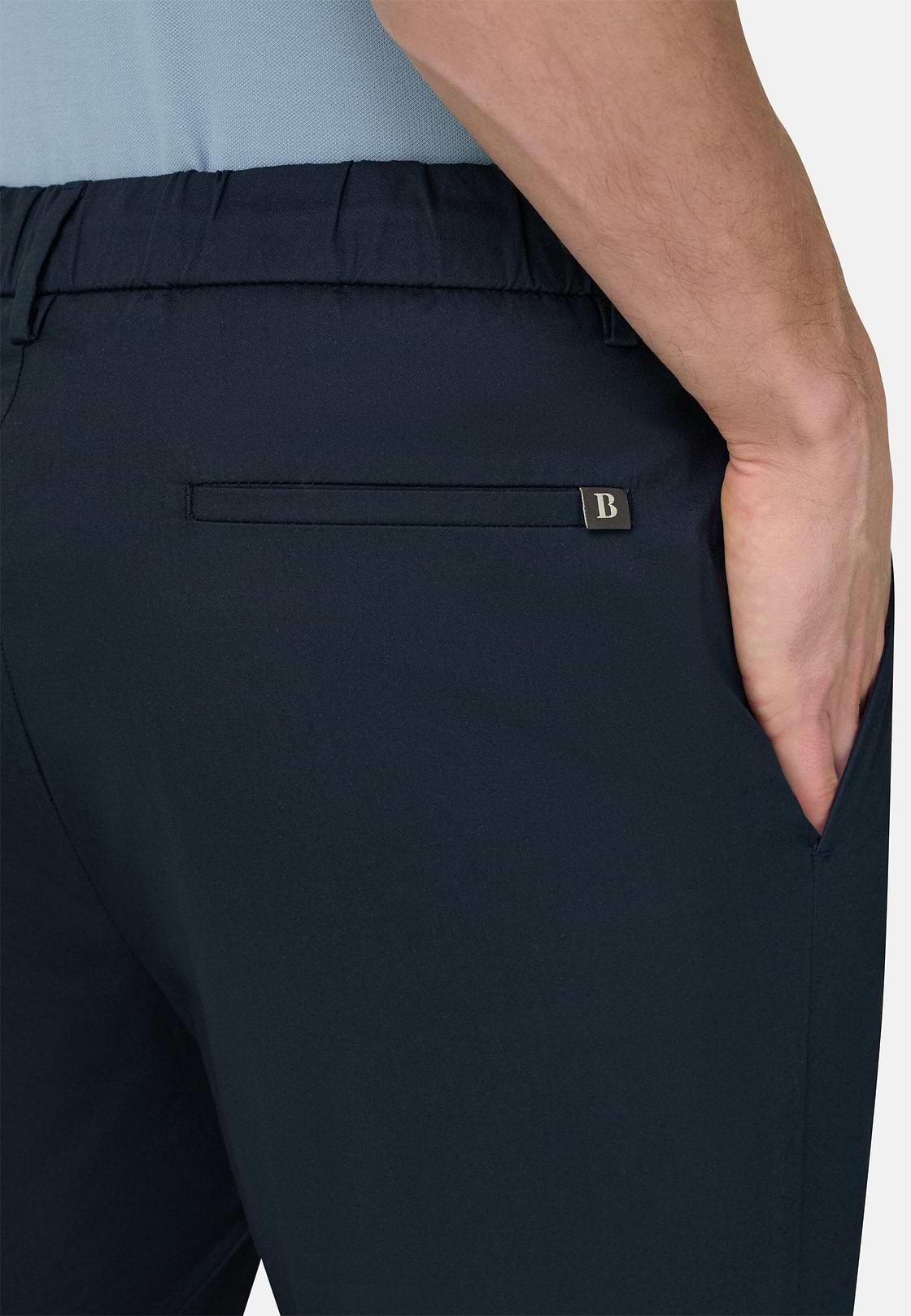 Pantaloni In Cotone, Navy, hi-res, 5