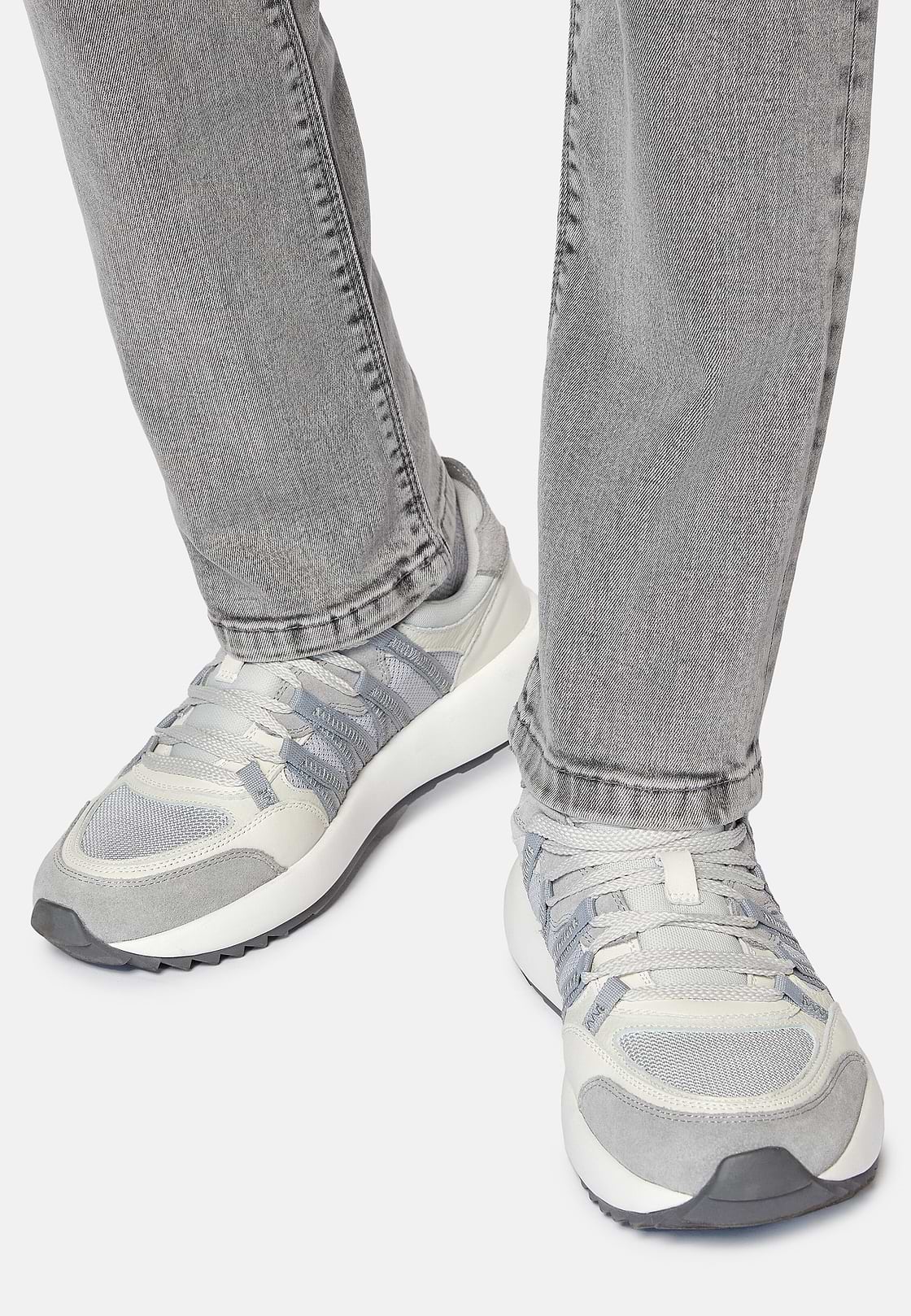 Grey fabric trainers shop