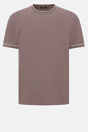 T-shirt En Maille Crêpe De Coton, Taupe, hi-res