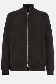 Charcoal Full Zip Sweatshirt in Technical Cotton, Charcoal, hi-res