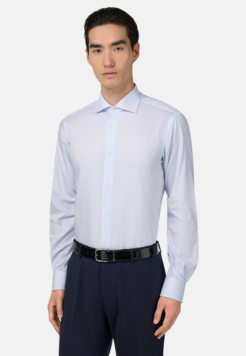 Regular Fit Striped Cotton Shirt, Light Blue, hi-res
