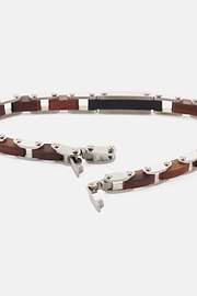 Bracciale A Maglia In Acciaio E Legno, Marrone, thumb, 3