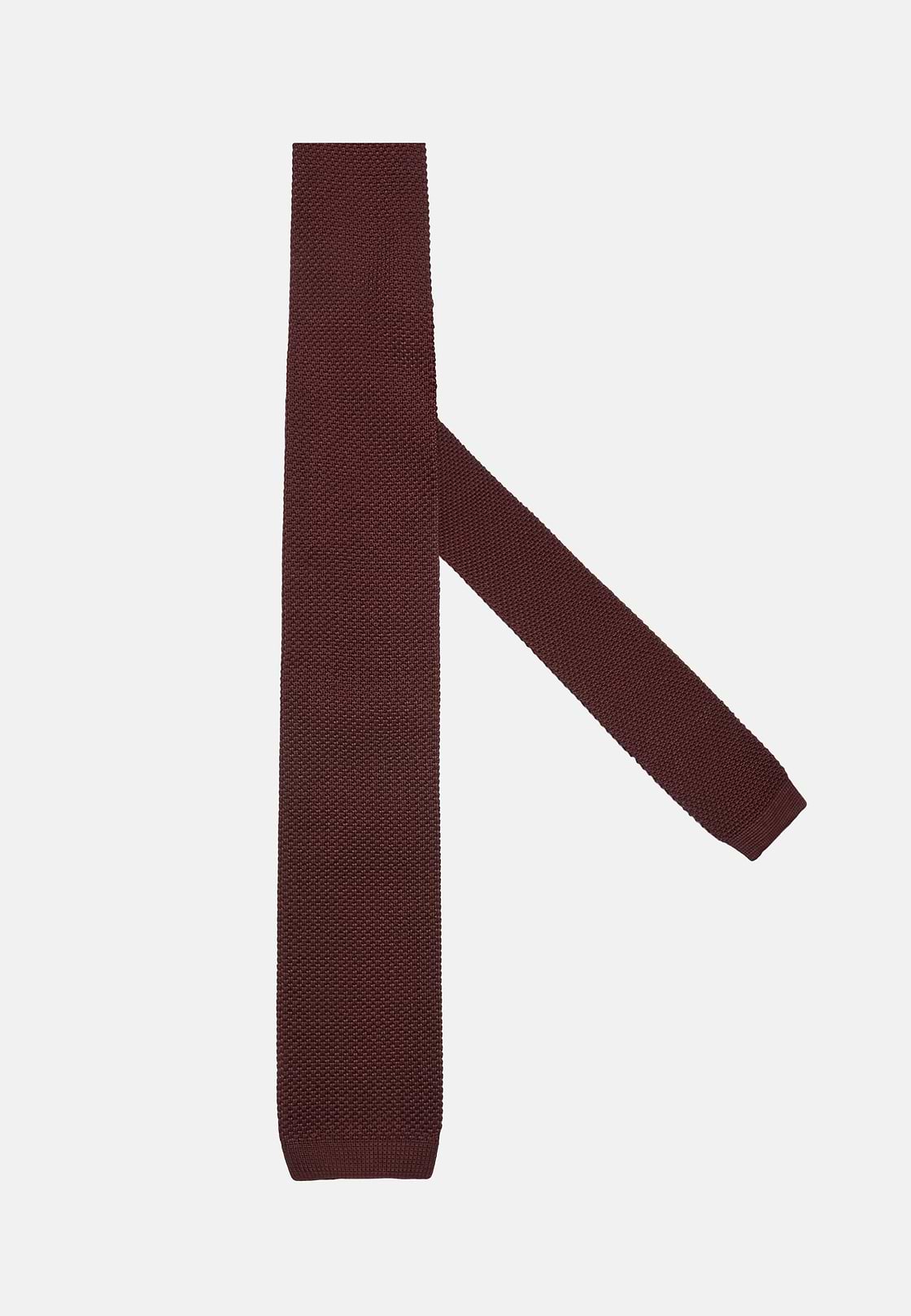Knitted Tie, Burgundy, hi-res