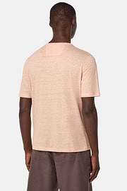 T-Shirt in Stretch Linen Jersey, Pink, hi-res
