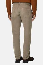 Jeans in Stretch Velvet, Mud, thumb, 5