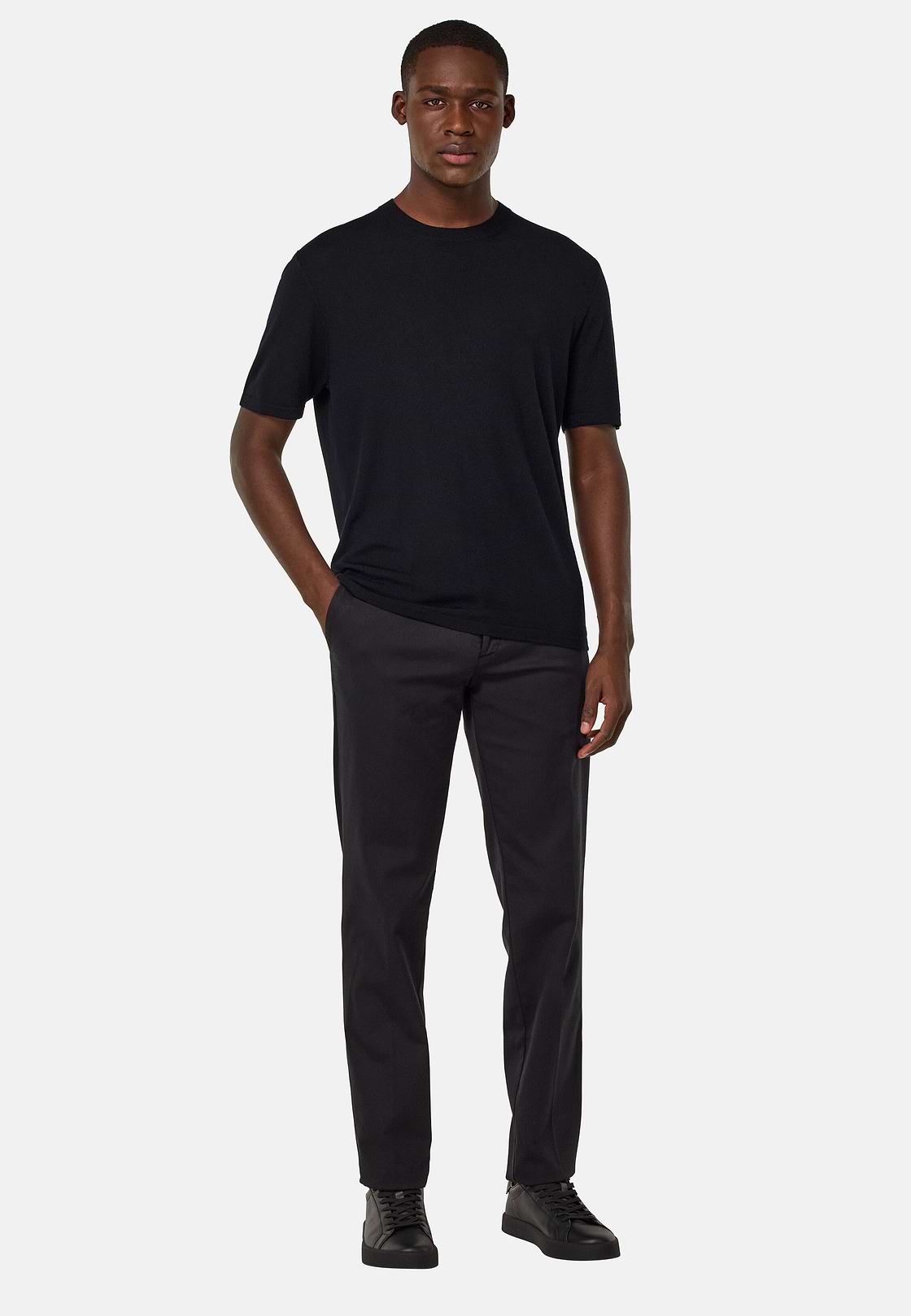 Stretch Cotton/Tencel Trousers, Black, hi-res