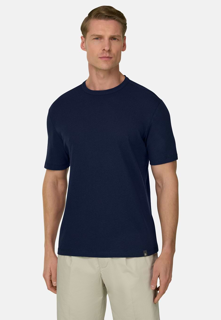 T Shirt Cotton Linen, Navy blue, hi-res