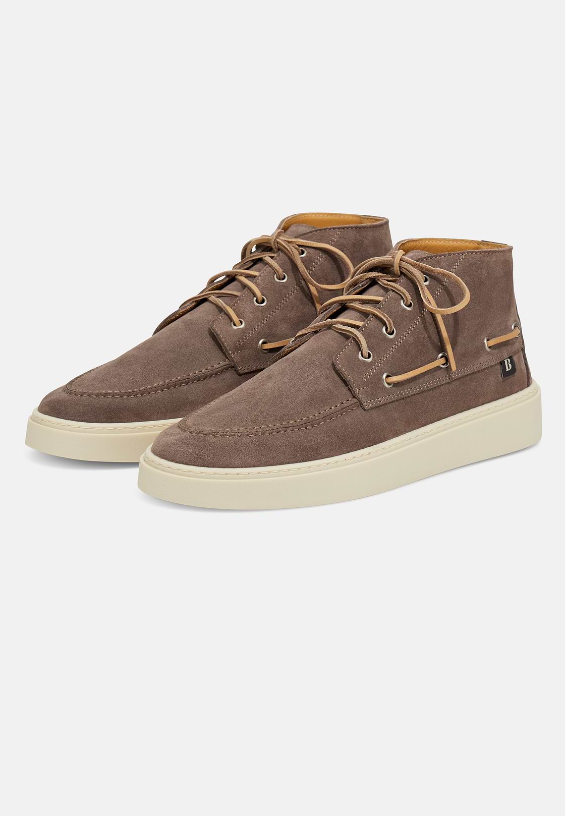 Hohe Bootsschuhe Aus Veloursleder, Taupe, hi-res