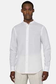 Regular Fit White Tencel Linen Shirt, White, hi-res