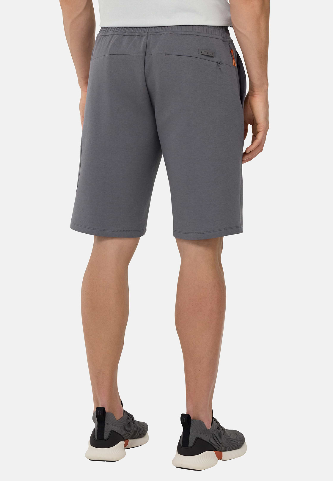 Bermuda Shorts in Lightweight Cotton Blend Scuba, Charcoal, hi-res