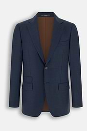 Pinstripe Wool Suit, Blue, thumb, 7