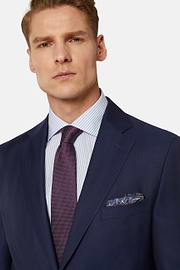 Navy Blue Herringbone Suit In Pure Wool, Navy blue, hi-res