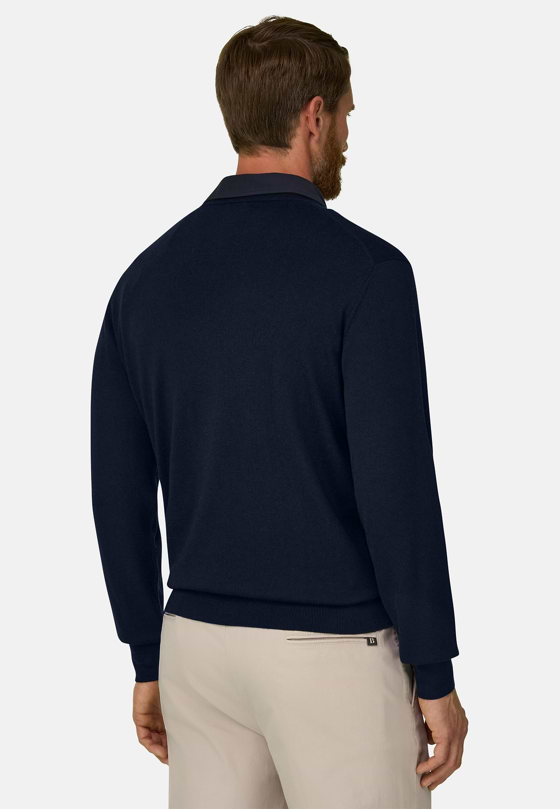 Pullover mit V-Ausschnitt aus extrafeiner Merinowolle, Navy blau, hi-res, 4