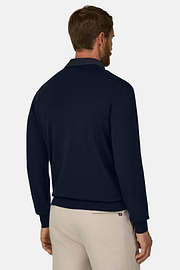 Pullover mit V-Ausschnitt aus extrafeiner Merinowolle, Navy blau, thumb, 4