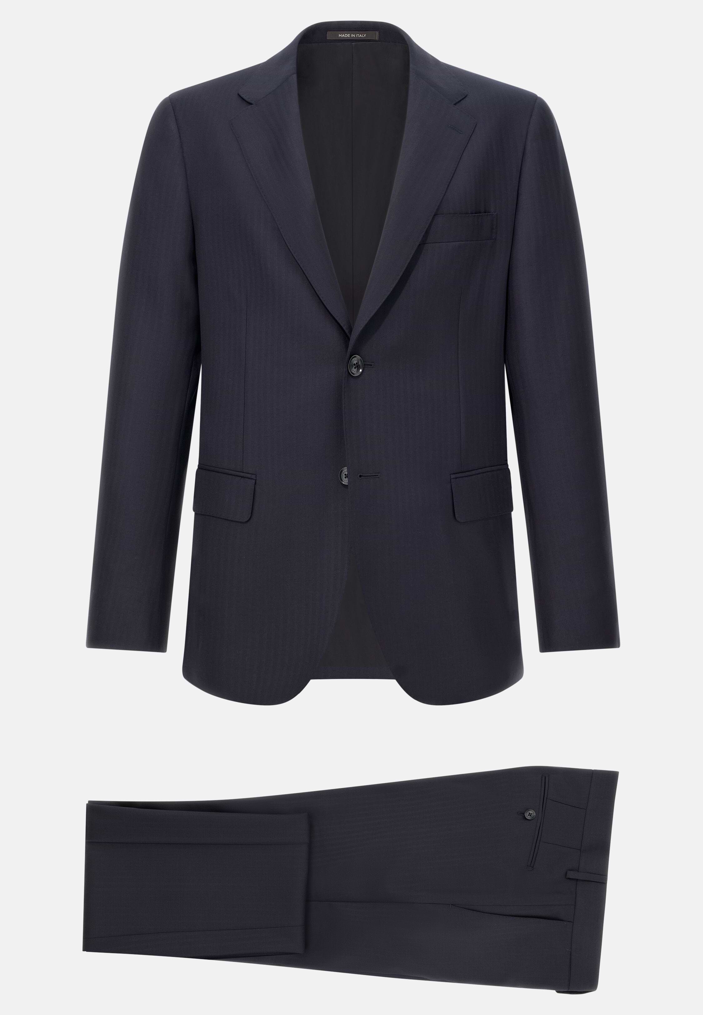 Men's Herringbone Suit In Pure Super 130 Wool | Boggi Milano