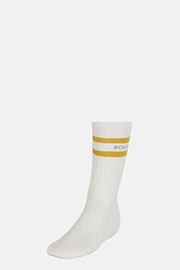 Gestreifte Socken Mit Logo Aus Baumwollgemisch, Weiß, hi-res