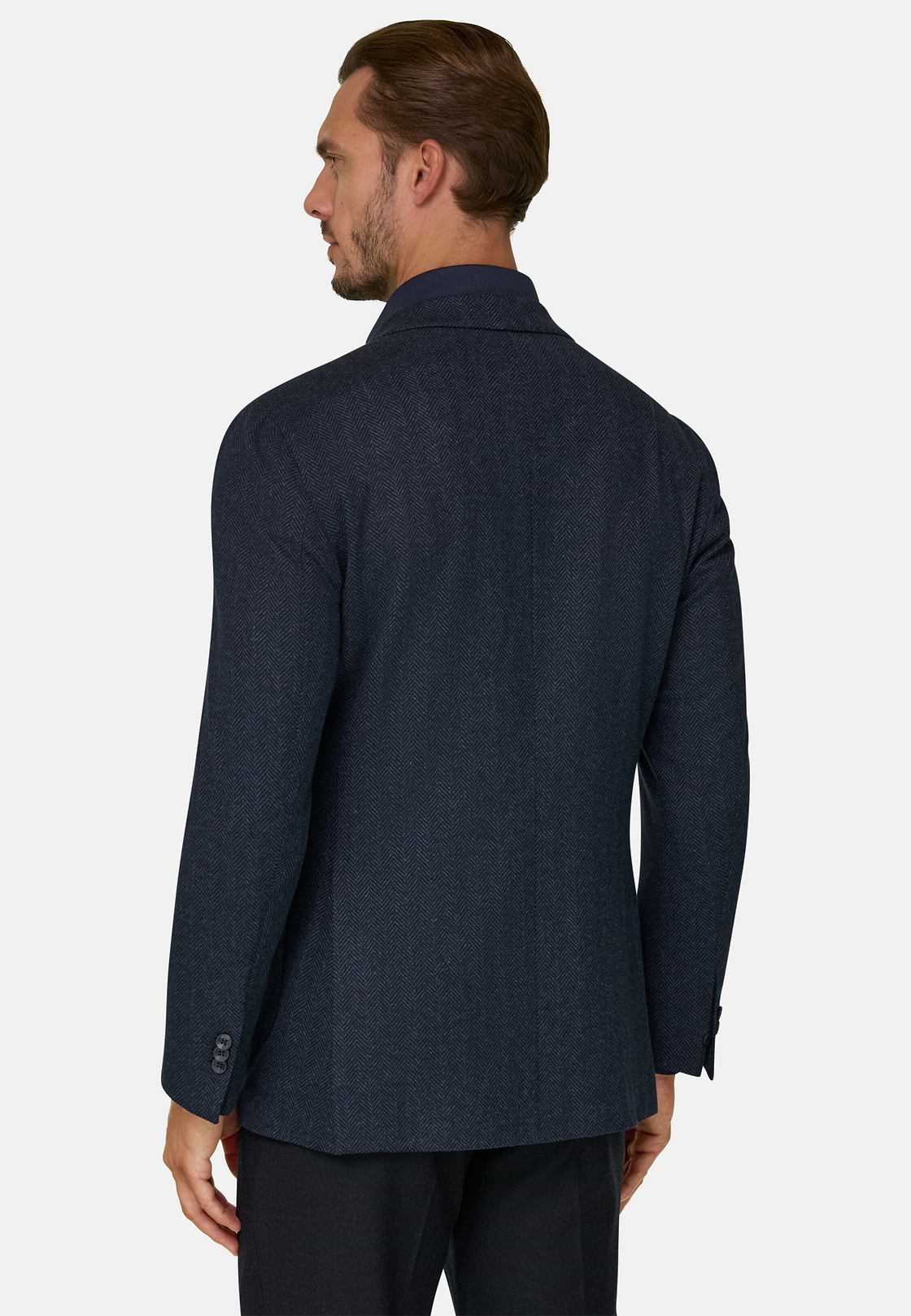 Blazer Herringbone Cotton Blend, Navy blue, hi-res, 4
